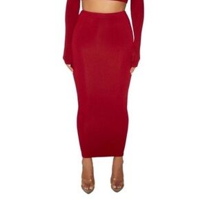 naked wardrobe Red Maxi Pencil Skirt NWOT